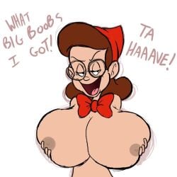 big_breasts dustindemon human little_red_riding_hood little_red_riding_rabbit looney_tunes nipples text