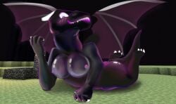 anthro black_body black_scales blush female lying minecraft on_front scalie scalie_female scalie_only solo wings
