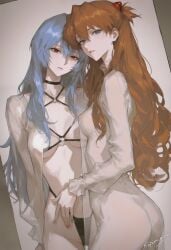 2girls ai_generated asuka_langley_sohryu female_only kizirugai looking_at_viewer neon_genesis_evangelion photo posing presenting rei_ayanami revealing_clothes see-through_clothing sexy tagme teenager