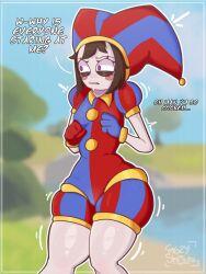 fortnite jester jester_hat nervous pomni_(the_amazing_digital_circus) shouta_(theshoutabunny) sweating thick_thighs thighs