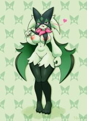 3_fingers :3 absurd_res andydrew297149 anthro areola areola_slip arm_tuft artist_name bedroom_eyes big_breasts breast_curtains breasts cheek_tuft claws cloud crotch_tuft day digital_media_(artwork) elbow_tuft eyelashes facial_tuft female female_anthro finger_claws fingers flower_(anatomy) front_view fur generation_9_pokemon genitals green_areola green_body green_fur hand_on_hip hand_on_own_hip hi_res hip_tuft leg_tuft looking_at_viewer low-angle_view meowscarada narrowed_eyes navel nintendo nipple_outline nude nude_anthro nude_female outside pink_eyes pink_nose pokemon pokemon_(species) pupils seductive shoulder_tuft sky slit_pupils smile smiling_at_viewer solo standing text thick_thighs thigh_tuft tuft vulva wide_hipped_anthro wide_hipped_female wide_hips