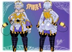 1girls ass ass_focus big_breasts big_pussy boobs breasts butt butt_focus cosplay female_focus female_only grey_hair murder_drones pussy rod_akihiro solo solo_female solo_focus spider_woman tail thick_thighs thighs v_(murder_drones)