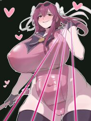 big_breasts black_glasses black_gloves blush bodysuit dommy_mommy glasses honkai:_star_rail kafka_(honkai:_star_rail) red_hair ribbon round_glasses thighhighs wish44
