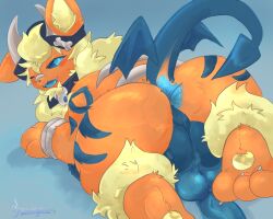 ass_focus beanie_hat eeveelution feral flareon hybrid_pokemon knot male oc pokemon