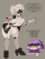 2girls abrahamslapper attractive attractive_female big_breasts female_only j_(murder_drones) lipstick maid maid_uniform murder_drones nails thick_thighs uzi_(murder_drones) uzi_doorman yellow_eyes
