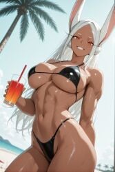 1girls ai_generated animal_humanoid boku_no_hero_academia dark-skinned_female female long_hair miruko my_hero_academia rabbit_ears rumi_usagiyama tagme white_hair