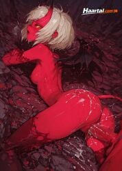 1girl 1girls ai_generated apple blush blushing demon_girl female haart_ai helluva_boss medium_breasts red_body red_eyes skinny slim_waist succubus tagme