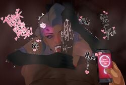 3d after_oral black_cat_(marvel) blowjob cum_drip cum_in_mouth cum_on_face felicia_hardy female_focus grateful_sub heart-shaped_pupils koikatsu licking_penis looking_at_viewer marvel marvel_rivals mind_control oral penis_on_face pink_eyes pov pov_eye_contact pov_male submissive_female tech_control totalsun
