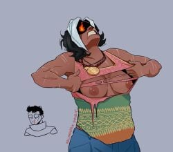 big_breasts breasts brown_nipples dark-skinned_female dark_skin dead_by_daylight female female_focus haddie_kaur indian indian_female nipples scar solo_focus tagme_(artist) torn_clothes