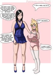 age_regression cloud_strife crossdressing daddy_kink diaper feminization final_fantasy humiliation omorashi sissification sissy skirt_lift tifa_lockhart undercover