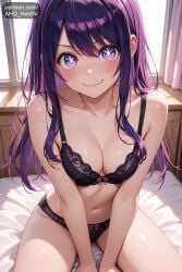 1girls ahq_hentai ai_female ai_generated bedroom blush bra cute cute_face female hoshino_ai medium_breasts oshi_no_ko panties patreon perfect_body sexy stable_diffusion star_eyes tagme underwear