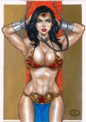1girls big_breasts black_hair breasts cleavage dc_comics female female_only huge_breasts metal_bikini rudimar_patrocinio solo traditional_media_(artwork) wonder_woman wonder_woman_(series)