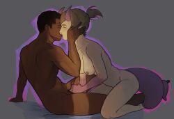 1boy 1girl assertive_female closed_eyes couple dark-skinned_male dark_skin eddsworld femdom genderswap genderswap_(mtf) girl_on_top handjob highres horns human_chair human_furniture interracial kiss looking_at_another monster monster_tom_(eddsworld) oc_x_canon on_floor orc original pointy_ears raisinlad sitting sitting_on_lap sitting_on_person straddling tail tail_around_another's_leg tail_wrap tamara_(eddsworld) tom_(eddsworld) upright_straddle