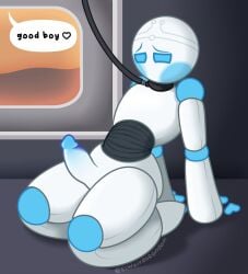 leash on_knees penis robot robot_penis sar_(solarballs) solarballs