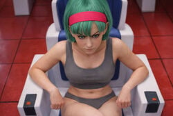 1girls ai_generated dragon_ball dragon_ball_z female female_only green_hair grey_bra grey_panties panties realistic solo underwear underwear_only