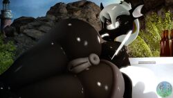 3d anthro anus ass female friendship_is_magic hi_res huge_ass looking_back lying on_side outside pussy solo