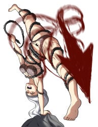 1girls amber_eyes attack bondage bra dynamic_pose feet lace-trimmed_bra lace-trimmed_panties panties splits thorns underwear whip