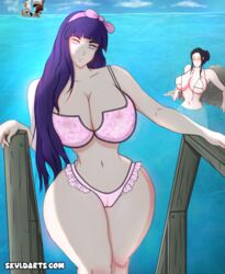 2girls beach big_breasts bikini boruto:_naruto_next_generations crossover female female_only hyuuga_hinata multiple_girls naruto naruto_shippuden nico_robin one_piece orange-tinted_eyewear skuldarts sunglasses swimsuit thick_thighs tinted_eyewear