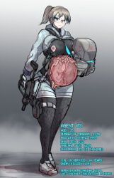 1girls black_legwear black_thighhighs blue_eyes blush breastfeeding breasts broodmother brown_hair clothing cum cum_in_pussy cum_inside df_kraken_(artist) fallopian_tubes female female_combatant female_soldier fetus glasses gun in_utero lactation legs_together long_hair nipples ovaries ponytail pregnant pregnant_with_multiples pregnant_with_twins standing thighhighs umbilical_cord uterus wide_hips x-ray