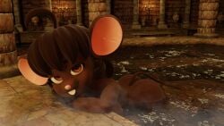 3d blender_(software) brown_body brown_eyes brown_fur brown_hair brown_skin daemont92 gwen_geek gwen_martin mouse mouse_ears mouse_girl mouse_tail rodent steaming_body