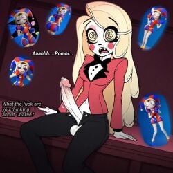 1futa 1girls ai_assisted ai_generated balls big_penis charlie_morningstar_(hazbin_hotel) daydream erection fortnite gooseworx hazbin_hotel horny horny_futa penis pomni pomni_(tadc) pomni_(the_amazing_digital_circus) sexual_fantasies sexual_fantasy testicles text the_amazing_digital_circus vivienne_medrano vivziepop