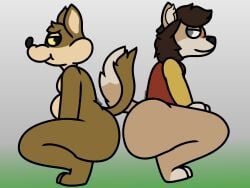 2026 anthro back_to_back coyote cringebird crouching duo furry lifted_tail looking_at_partner looking_back looney_tunes male/male naked nude original_character partially_clothed side_view squat squatting tagme tail tail_lift warner_bros warner_bros._animation warner_brothers wile_e._coyote