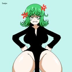 annoyed ass black_robe green hair large_ass looking_at_viewer one-punch_man pumdum tagme tatsumaki thick_thighs wide_hips