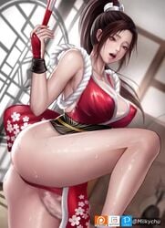 1boy 1girls animated areolae ass big_breasts bouncing_breasts breasts censored cum cum_in_pussy cum_inside fatal_fury hybrid_animation king_of_fighters large_ass longer_than_30_seconds mai_shiranui milkychu sex snk sound sweat tagme vaginal_penetration video