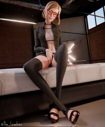 1girls 2026 3d 3d_(artwork) alternate_version_available andavaverse bed bed_sheet bedroom blender blonde blonde_female blonde_hair breasts clothed clothing darcy_redd female female_focus female_only glasses hi_res high_quality highres jacket legwear lewdrex looking_at_viewer masturbating masturbation medium_breasts petite petite_body petite_female red_glasses rubbing rubbing_pussy shirt shorts sitting slim_waist small_breasts smile smiling tease teasing thigh_highs watermark