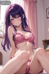 1girls ahq_hentai ai_female ai_generated bedroom blush bra cute cute_face female hoshino_ai medium_breasts oshi_no_ko panties patreon perfect_body sexy stable_diffusion star_eyes tagme underwear