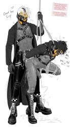 bdsm bdsm_collar bdsm_gear bdsm_harness bdsm_outfit bite_mark bite_marks bondage bondage_gear bondage_harness clawed_fingers claws collar cum cum_drip gay gay_anal gay_domination gay_male gay_sex grey_body grey_skin half-dressed half_naked hoodie iii_(sleep_token) iv_(sleep_token) leather leather_boots leather_clothing leather_harness mask masked masked_male milking milking_cum nipple_piercing nipples oukamocha penis penis_in_ass penis_out pierced_belly_button pierced_ears pierced_nipples piercing piercings praise_kink rope rope_bondage sleep_token_(band) spank_marks theyaoiking