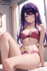 1girls ahq_hentai ai_female ai_generated bedroom blush bra cute cute_face female hoshino_ai medium_breasts oshi_no_ko panties patreon perfect_body sexy stable_diffusion star_eyes tagme underwear
