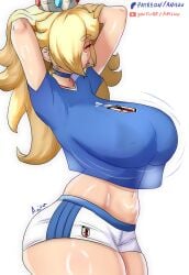 1girls anisdrawn ass breasts dress english_text female female_focus female_only large_ass large_breasts light-skinned_female light_skin mario_(series) nintendo princess_rosalina solo text thick_thighs thighs wide_hips