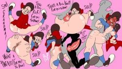 big_bad_wolf breasts female furry human jones_boi little_red_riding_hood little_red_riding_rabbit looney_tunes male male/female penetration penis red_face text vaginal_penetration wolf