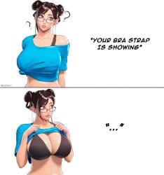1girls 3d big_breasts chun-li glasses huge_breasts lifting_shirt mikadawn street_fighter street_fighter_6