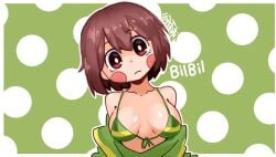 artist_request bikini bikini_top chara revealing_clothes solo solo_female solo_focus undertale