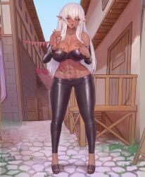 1girls abs ass before_sex big_ass big_breasts big_butt blonde_hair blue_eyes blue_lipstick body_writing breasts bubble_ass bubble_butt commission curvaceous curvy curvy_female curvy_figure dark-skinned_female dark_elf dark_skin ear_piercing elf elf_ears elf_female female high_heels hourglass_figure huge_breasts imminent_anal imminent_oral imminent_sex latex latex_armwear latex_bra latex_legwear leather leather_bra leather_pants leather_topwear leggings lord_of_the_rings nipple_bulge nipple_piercing nipples noaqin oblivion oc original original_character piercing prostitute prostitution sex_slave shiny_clothes skimpy skimpy_clothes skin_tight skyrim slave slave_girl submissive_female suggestive_gesture suggestive_look suggestive_pose the_elder_scrolls thick_ass thick_butt thick_hips thick_legs thick_thighs toned_female voluptuous_female white_hair world_of_warcraft yumi_dark_elf