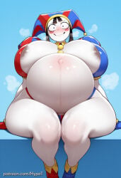 1girl ai_generated alternate_version_at_source big_ass big_breasts big_butt big_eyes big_hips blush breasts child_bearing_hips fortnite fortnite:_battle_royale hips_wider_than_shoulders huge_ass huge_breasts hypet jester jester_cap jester_costume jester_girl jester_hat jester_outfit pale-skinned_female pale_skin pomni_(the_amazing_digital_circus) pregnant shiny shiny_skin simple_background sitting sling_bikini steam steaming_body tagme the_amazing_digital_circus thick thick_ass thick_hips thick_legs thick_thighs thighs wide_hips
