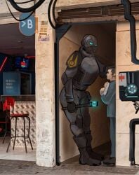 1boy 1girl a_chance_encounter alleyway_milf_(meme) artist_request bigger_female citizen_(half-life_2) combine_(half-life_series) combine_soldier_(half-life_series) half-life_(series) half-life_2 sfw smaller_male smaller_male_larger_female source_request tagme