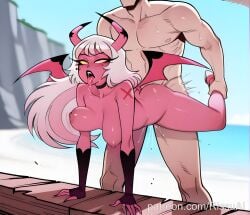 1boy 1female 1girl 1girls 2026 absurdres aesthetic ahegao ai_generated anime anime_style ass beach beautiful beautiful_female beautiful_girl big_ass big_breasts black_choker black_gloves blurred_background blush blush_lines blushing blushing_female bouncing_breasts breasts bubble_ass bubble_butt choker colored_sclera colored_skin completely_nude curvy curvy_body curvy_female curvy_figure curvy_hips curvy_thighs cute cute_face day demon_girl demon_horns demon_wings digital_art digital_painting doggystyle excited excited_expression excited_female excited_for_sex fingerless_gloves fucked_silly gloves head_out_of_frame helluva_boss hetero high_quality highres horns horny horny_expression horny_face horny_female huge_breasts large_ass large_breasts leg_grab line_art long_hair nipples nude open_mouth outdoors patreon patreon_link patreon_username pink_skin red_horns red_skin rissuai rolling_eyes saliva sex sex_from_behind sexy sexy_body sexy_female sexy_pose sky soft_shading solo_focus standing standing_sex sweat tail tattoo teeth thick tongue tongue_out unaligned_breasts upper_teeth_only verosika_mayday_(helluva_boss) watermark white_hair wings yellow_eyes