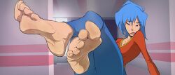 2d 2d_(artwork) 2d_artwork barefoot blue_hair color colored feet feet_fetish feet_focus female female_focus female_only female_solo foot foot_fetish foot_focus kappa_mikey kiryu-sketchbook mitsuki_(kappa_mikey) solo solo_female solo_focus toes