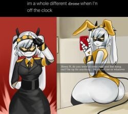 1girls ass ass_focus bare_ass big_ass blacksheep00 blush blushing bunnysuit butt female female_focus female_only grey_hair huge_ass j_(murder_drones) murder_drones robot robot_girl robot_humanoid salute sitting solo solo_female solo_focus yellow_eyes