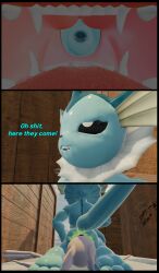 2boys 3d 3d_model ass_focus beach beach_shower comic dialogue espeon face_in_ass facefarting facesitting fart_fetish farting_in_face farting_in_mouth farting_on_another farting_on_face male/male male_only mouth_open mouth_shot pokemon pokemon_(species) sitting_on_another sitting_on_face sitting_on_person vaporeon