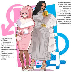 1futa 2boys android before_and_after bulge domination_loss femboy feminization futadom futanari handbag identity_death lezdom pantyhose pink_hair pink_horizons possessive sissification stepfordization suit tan-skinned_female text title trophy_wife tuxedo