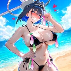 1girls after_fellatio after_oral after_sex ai_generated beach big_breasts bikini blush breasts condom cum cum_in_condom cum_in_mouth cum_on_breasts cum_on_face cum_string hearts_around_head hololive hololive_english hololive_english_-council- hololive_english_-promise- looking_at_viewer looking_pleasured micro_bikini ouro_kronii pubic_hair smile sweat trembling used_condom virtual_youtuber
