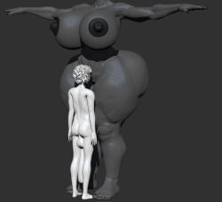 alternate_body_type big_breasts black_hair curvy_figure elevenendless empty_eyes endlessillusion giantess grey_body huge_ass huge_breasts oc original_character tall_female taller_female voluptuous voluptuous_female white_eyes wide_hips