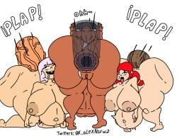 3girls big_ass big_breasts big_penis bonnie_(brawl_stars) brawl_stars horsecock jessie_(brawl_stars) nita_(brawl_stars) penis x_alexnsfw2
