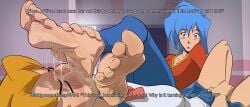 2025 2d 2d_(artwork) 2d_artwork barefoot blue_hair color colored dialogue feet feet_fetish feet_focus female female_focus female_only foot foot_fetish foot_focus foot_worship kappa_mikey kiryu-sketchbook lesbian lily_(kappa_mikey) mitsuki_(kappa_mikey) soles text toes