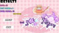 baseball_bat butterscotch_(peargor) cum cum_everywhere cum_pool excessive_cum furry horny_bat large_ass long_hair multicolored_hair no_horny peter_griffin_pose purple_hair purple_skin short_hair simple_background stockings