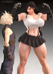 cloud_strife definemacro flexing flexing_arms flexing_muscles giantess looking_at_another looking_down looking_up muscle_mommy muscular muscular_female shorter_male taller_female tifa_lockhart